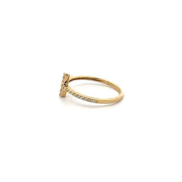 Gold Ring Cross with Zircons