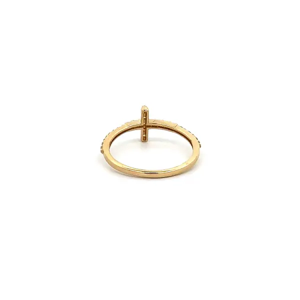 Gold Ring Cross with Zircons