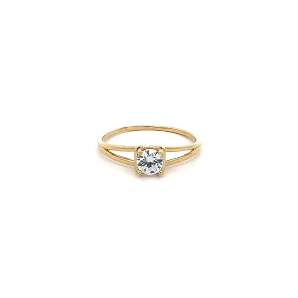 Gold Engagement Ring with Zircon