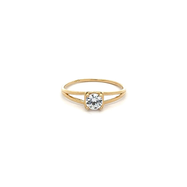 Gold Engagement Ring with Zircon