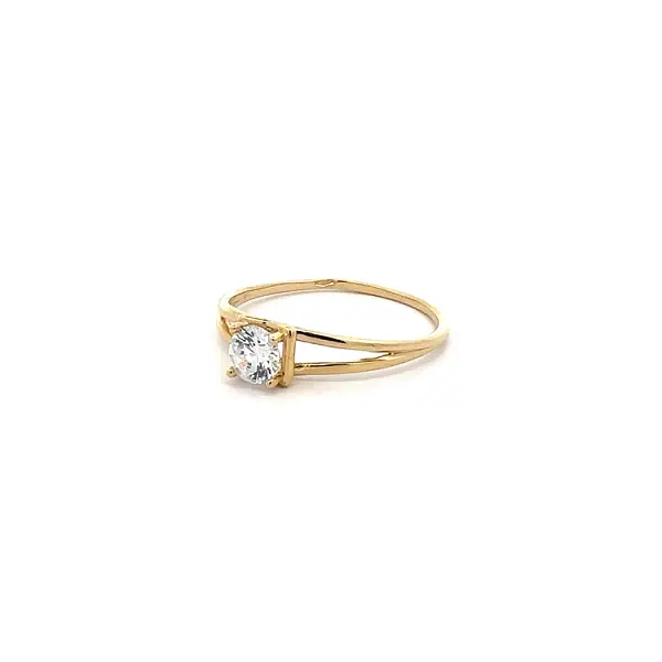 Gold Engagement Ring with Zircon
