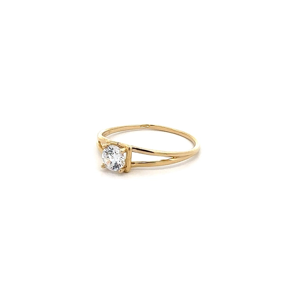 Gold Engagement Ring with Zircon