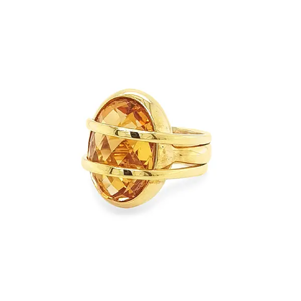 Golden Ring with Quartz