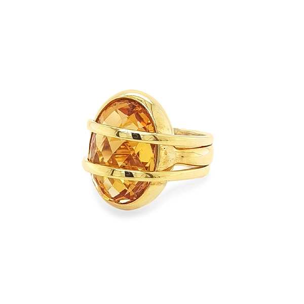 Golden Ring with Quartz
