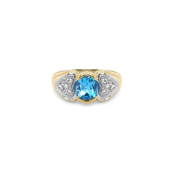 Exclusive Gold Ring with Blue Topaz and Zirconia