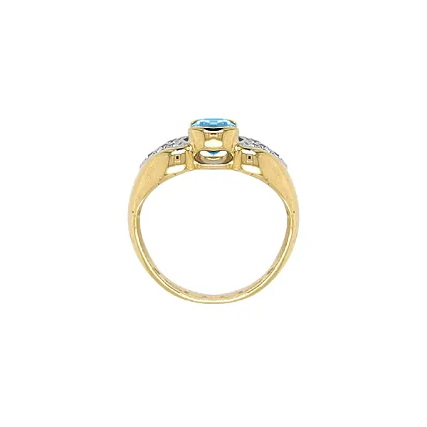 Exclusive Gold Ring with Blue Topaz and Zirconia