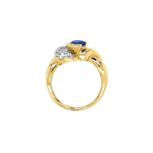 Exclusive Gold Ring with Sapphire and Zirconia