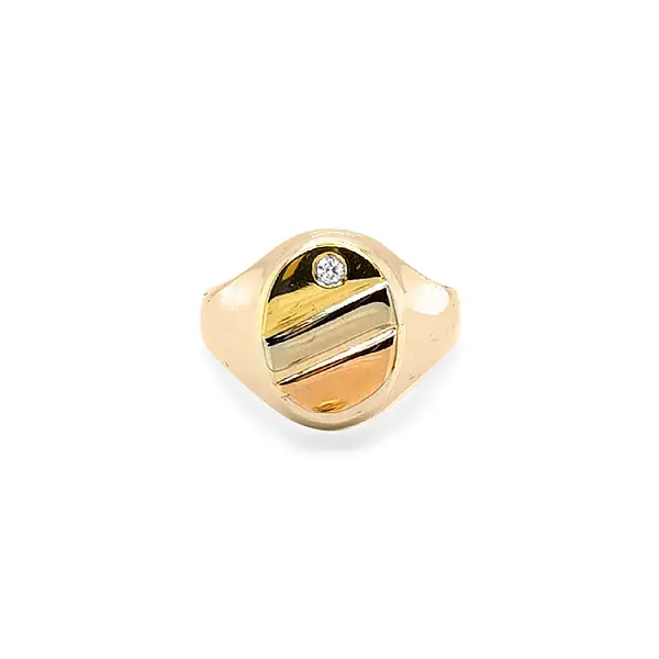 Golden Men's Ring with Zircon