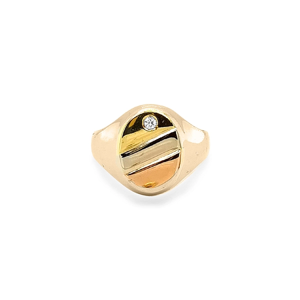 Golden Men's Ring with Zircon