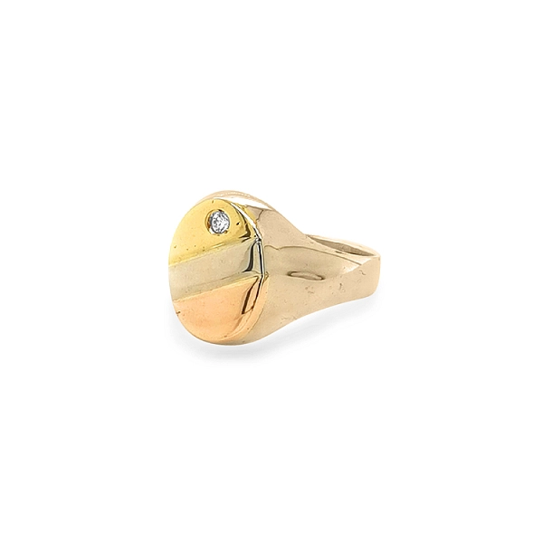 Golden Men's Ring with Zircon