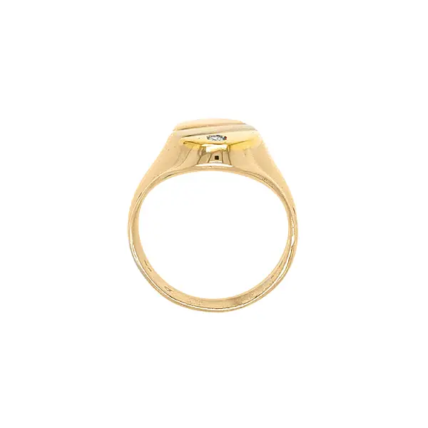 Golden Men's Ring with Zircon