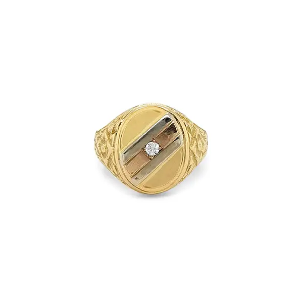 Golden Men's Ring with Zircon