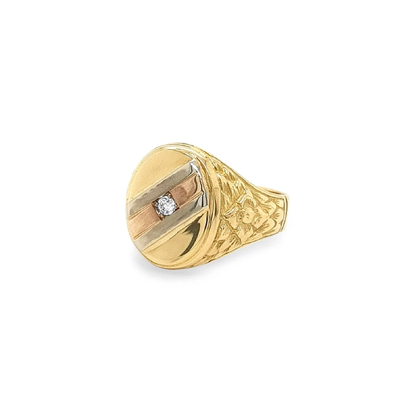Golden Men's Ring with Zircon