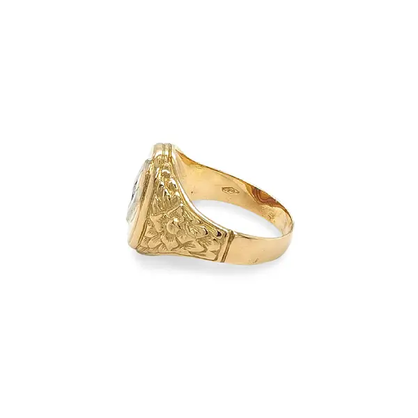 Golden Men's Ring with Zircon