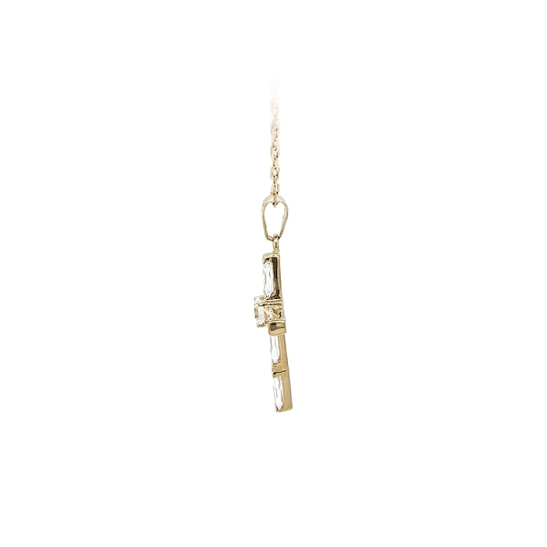 Gold Pendant Cross with Zircons