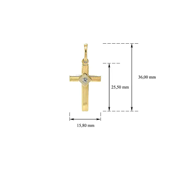 Gold Pendant Cross with Zircon