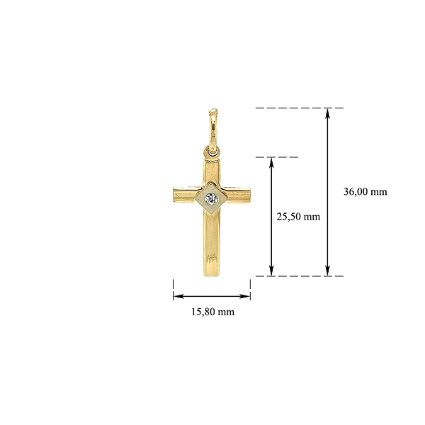 Gold Pendant Cross with Zircon