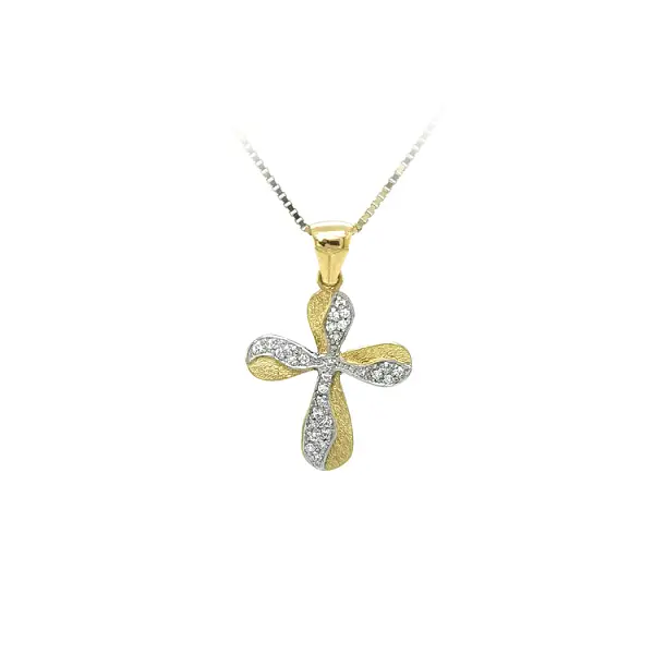 Golden Cross with Zircons
