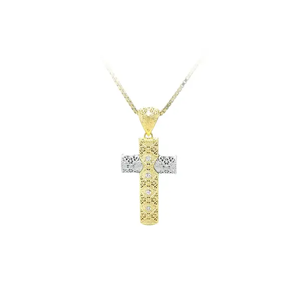 Cross made of Combination Gold with Zircones