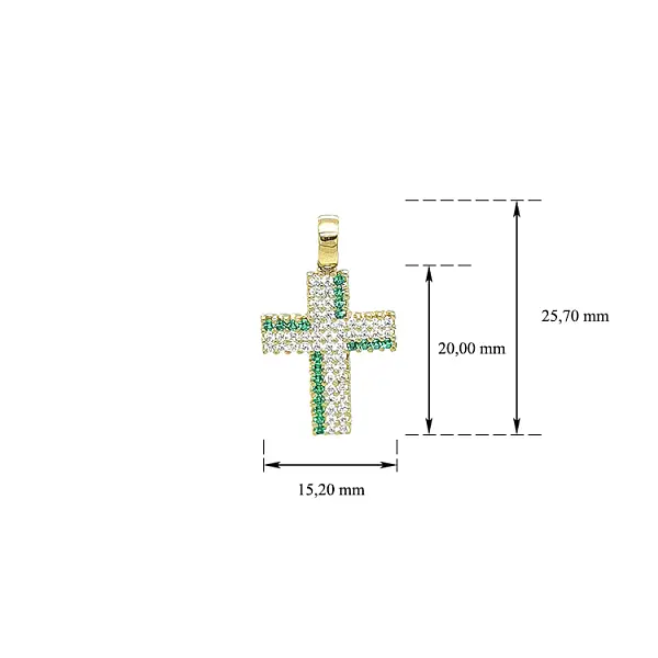 Gold Pendant Cross with Zircons