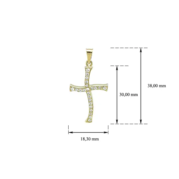 Gold Pendant Cross with Zircons