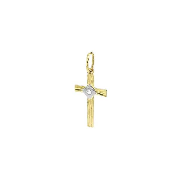 Gold Pendant Cross with Zircon
