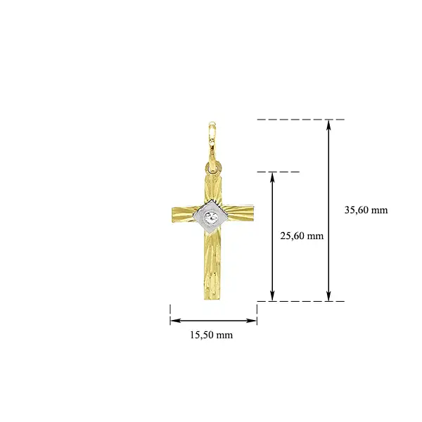 Gold Pendant Cross with Zircon