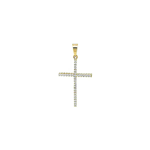 Gold Double-sided Cross with Zircons