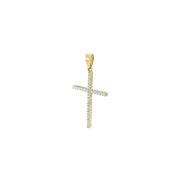 Gold Double-sided Cross with Zircons