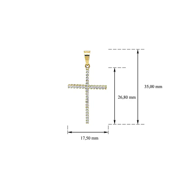 Gold Double-sided Cross with Zircons