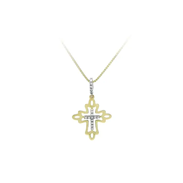 Cross with Zircones in Gold