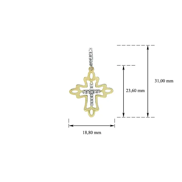 Cross with Zircones in Gold