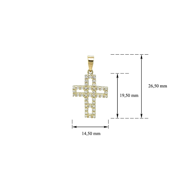 Gold Pendant Cross with Zircons