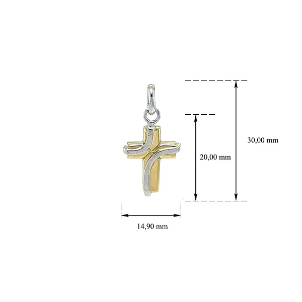 Pendant Cross of Combined Gold