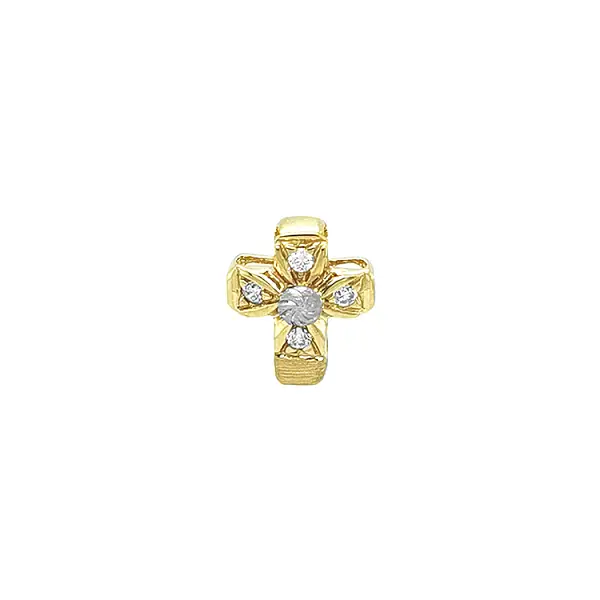 Gold Pendant Cross with Zircons