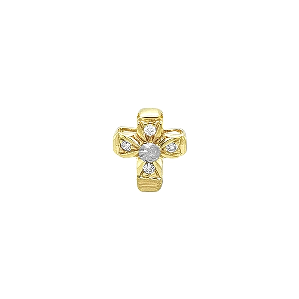 Gold Pendant Cross with Zircons