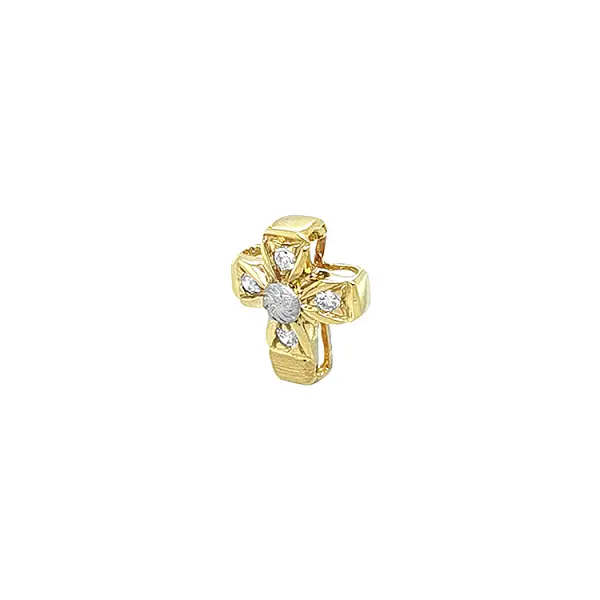 Gold Pendant Cross with Zircons