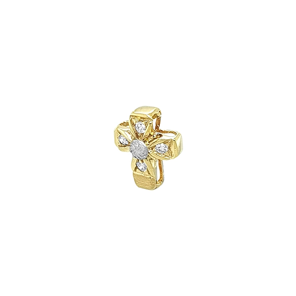 Gold Pendant Cross with Zircons