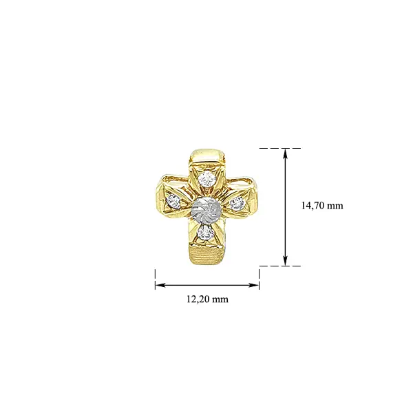 Gold Pendant Cross with Zircons