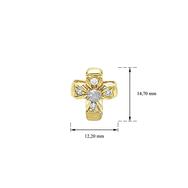 Gold Pendant Cross with Zircons