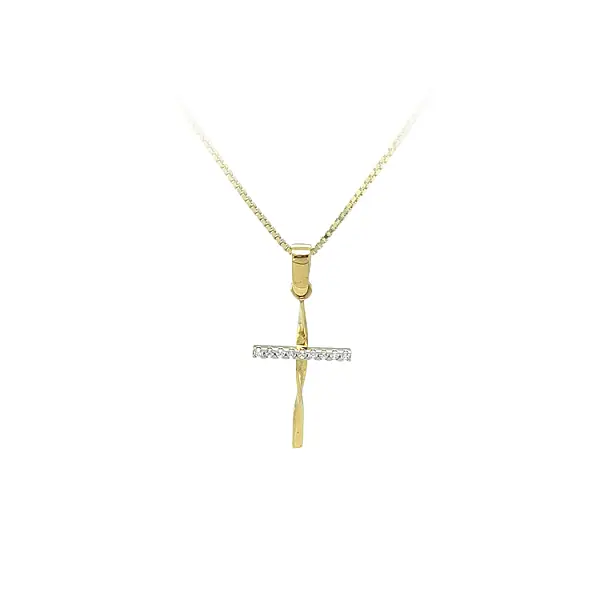 Pendant Cross with Zircones in Gold