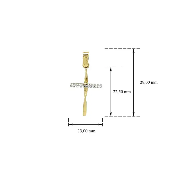 Pendant Cross with Zircones in Gold