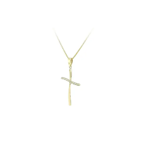 Gold Pendant Cross with Zircons