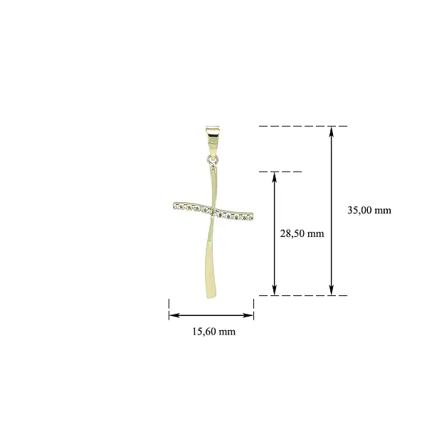 Gold Pendant Cross with Zircons