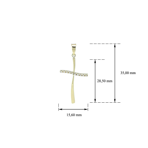 Gold Pendant Cross with Zircons