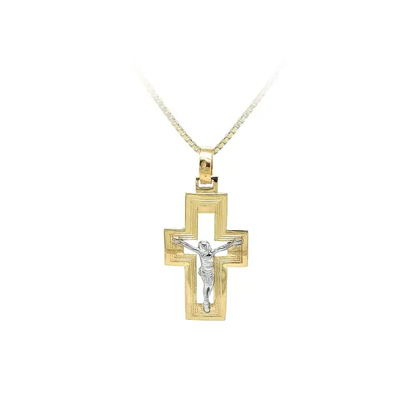Gold Pendant Cross with Jesus Christ
