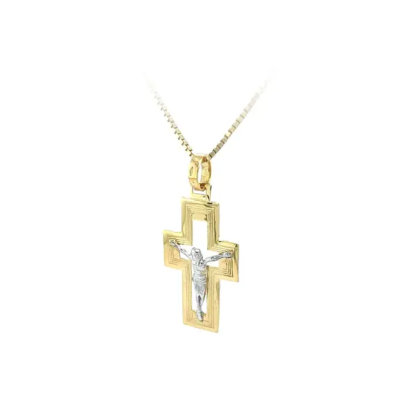 Gold Pendant Cross with Jesus Christ