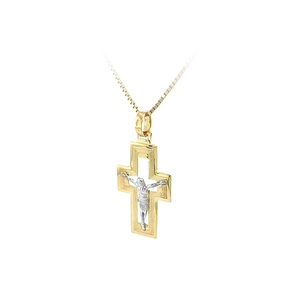 Gold Pendant Cross with Jesus Christ