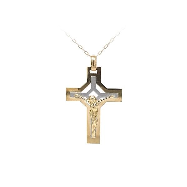Gold Pendant Cross with Jesus Christ