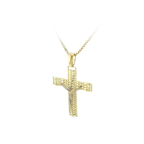 Gold Pendant Cross with Jesus Christ